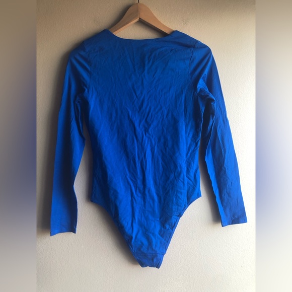 NEW Everlane Long Sleeve Bodysuit Womens Size M Blue Square Neck - Picture 4 of 7